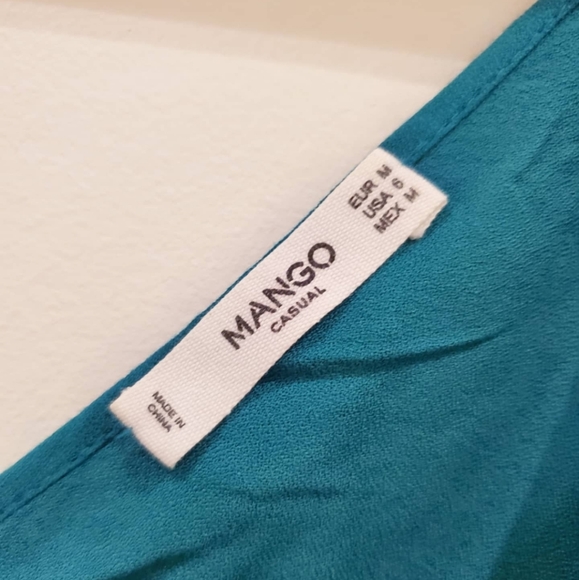 Mango Casual Teal Summer Dress w/ Back Tie Detail - Picture 3 of 5